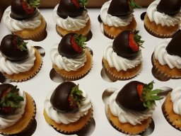 cupcake with chocolate covered strawberries